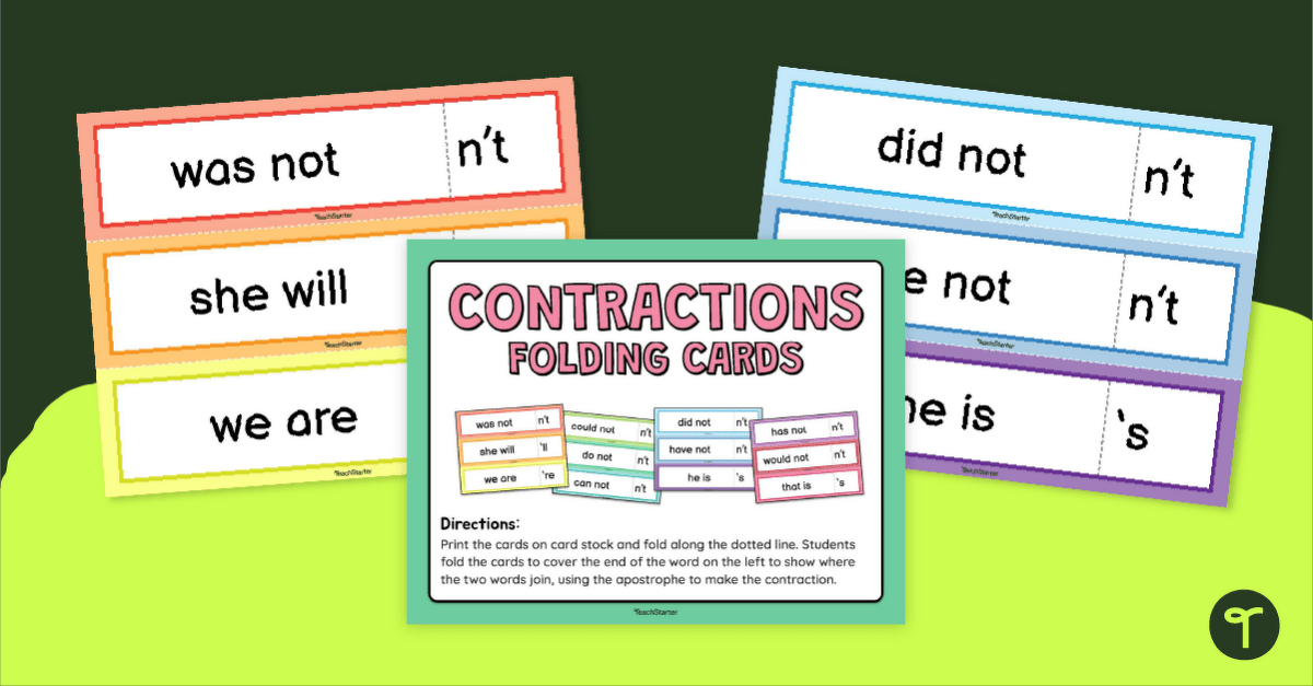 Contractions Folding Cards teaching resource
