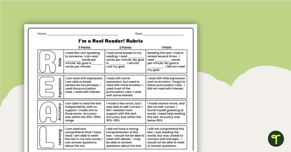 Go to R.E.A.L. Reader - Self Assessment Rubric teaching resource