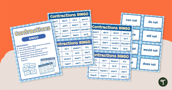 Go to Contractions Bingo Game teaching resource