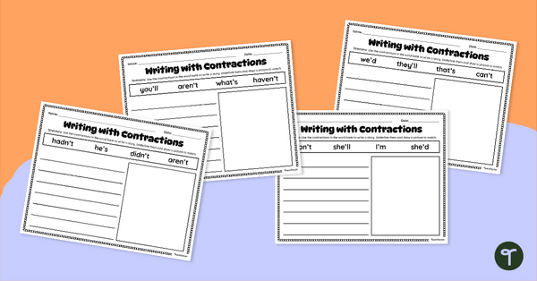Go to Contractions Writing Activity Pack teaching resource