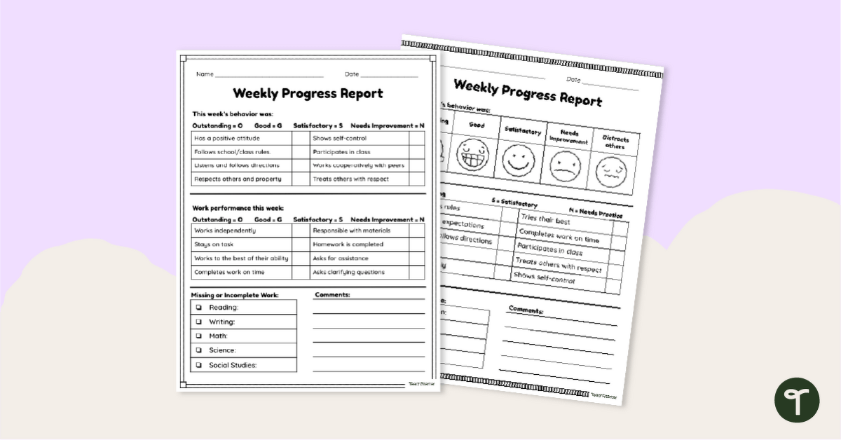 Weekly Progress Report Template teaching-resource