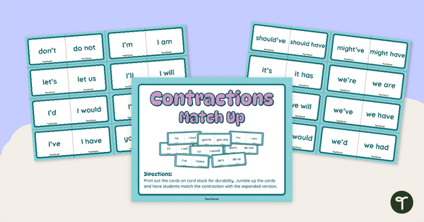Go to Contraction Match-Up Cards teaching resource