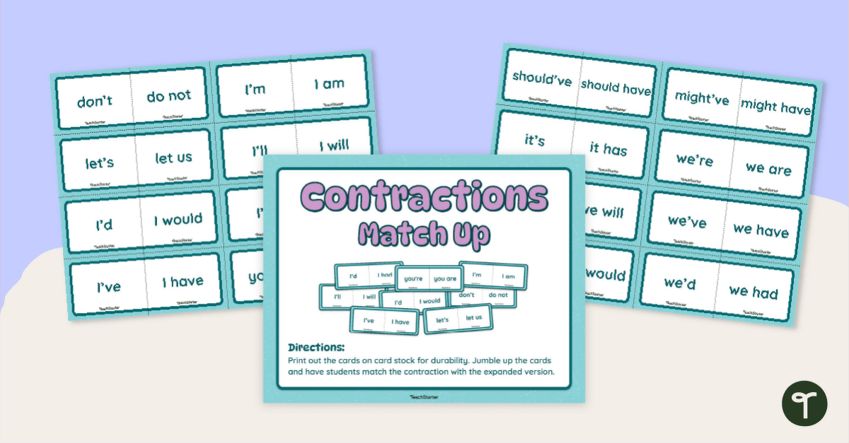 Contraction Match-Up Cards teaching-resource