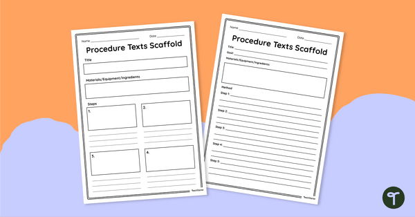 Go to Procedure Texts Writing Scaffolds teaching resource