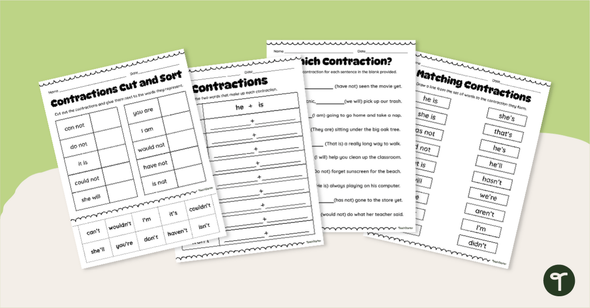 Contraction Worksheets teaching-resource