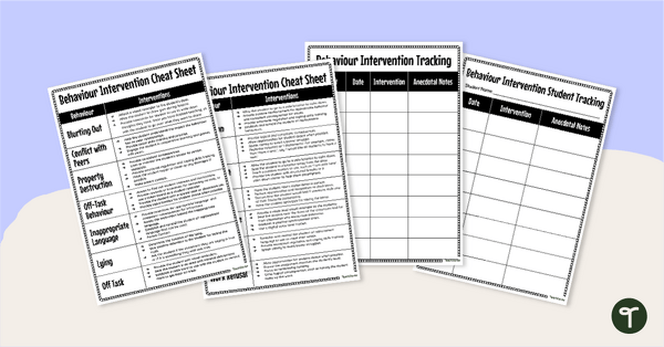 Go to Behaviour Intervention Cheat Sheet teaching resource