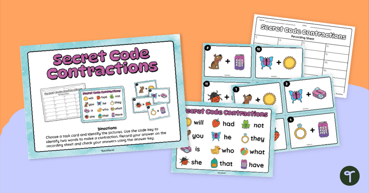 Secret Code Contractions Activity teaching-resource