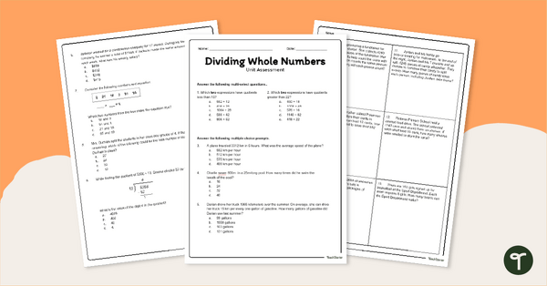 Go to Year 5 Long Division Test (No Remainders) teaching resource