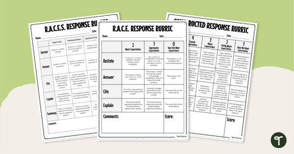 Image of Constructed Response Rubrics - RACE & RACES Writing