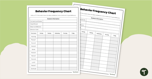 Go to Behavior Frequency Chart teaching resource