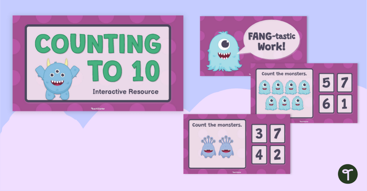Counting to 10 Interactive Task Cards teaching resource