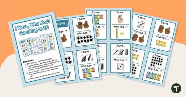 Go to Counting to 20 I Have, Who Has? Card Game teaching resource