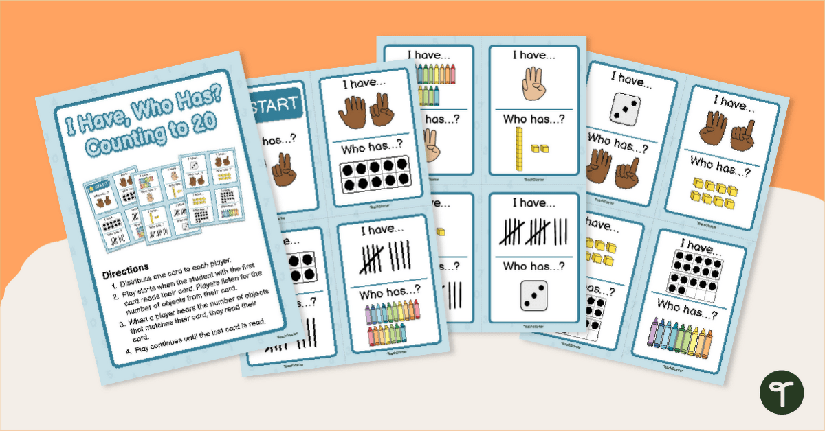 Counting to 20 I Have, Who Has? Card Game teaching resource