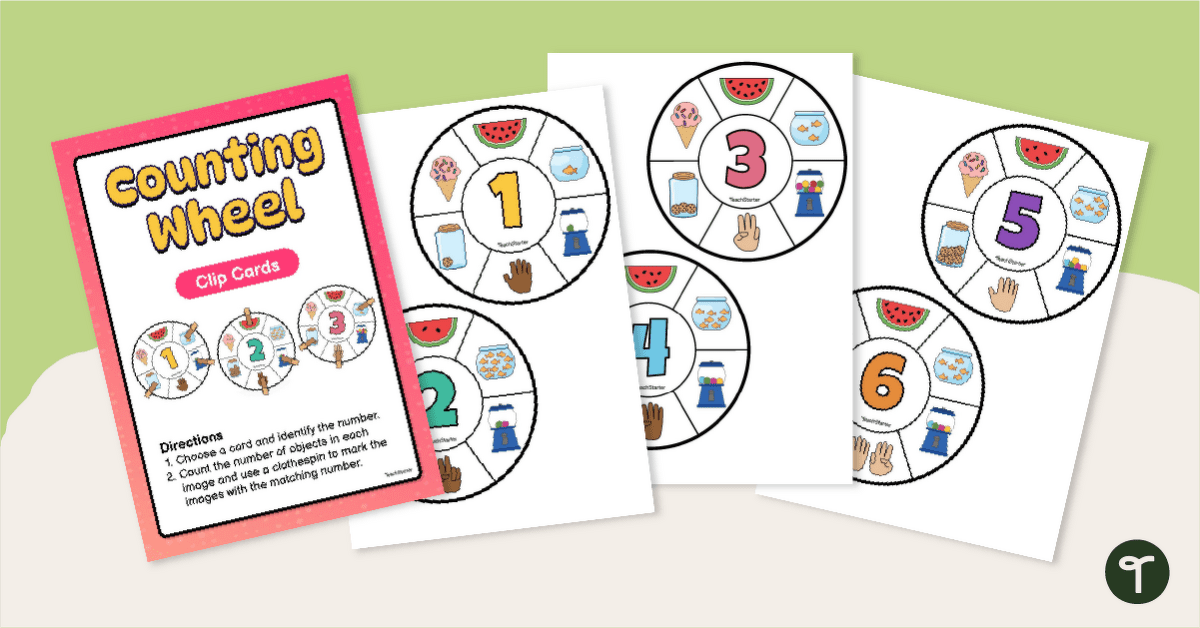 Counting Wheel Clip Cards Numbers 1-10 teaching resource