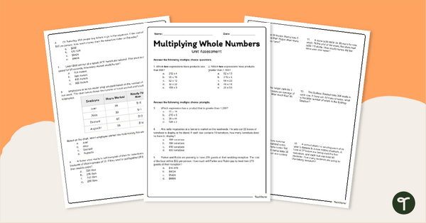 Go to Year 5 Maths Test - Multi-Digit Multiplication teaching resource