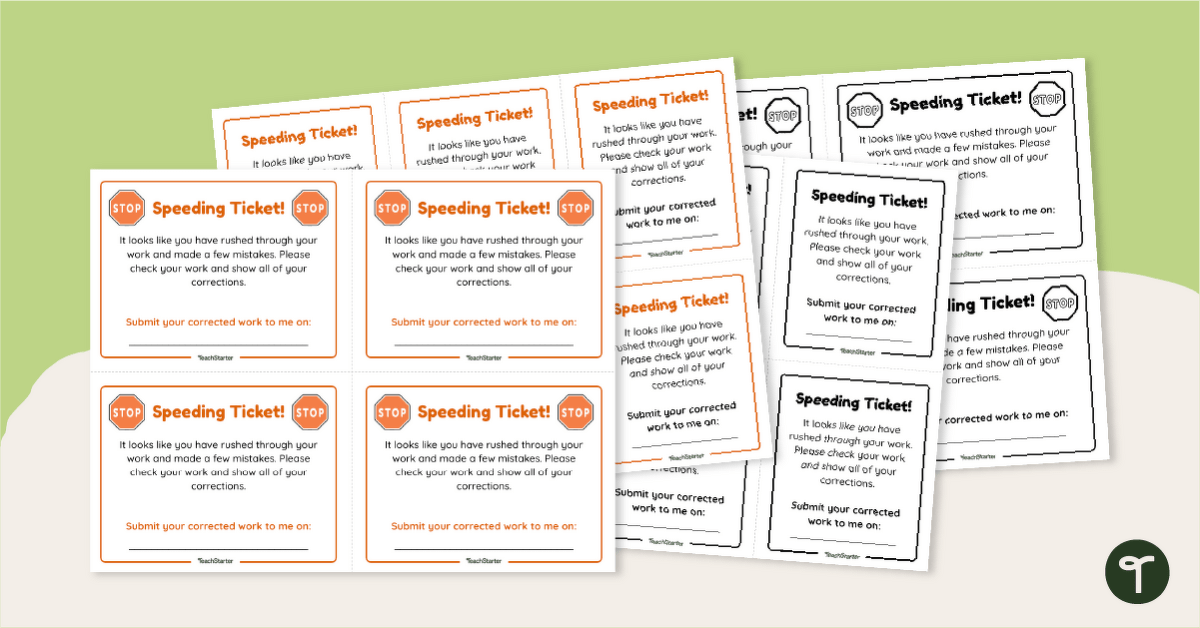 Student Speeding Ticket Templates teaching resource