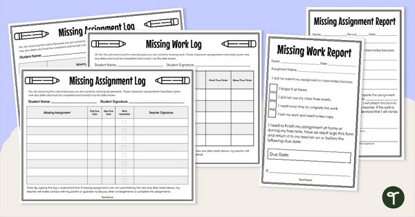Go to Missing Assignment Templates teaching resource