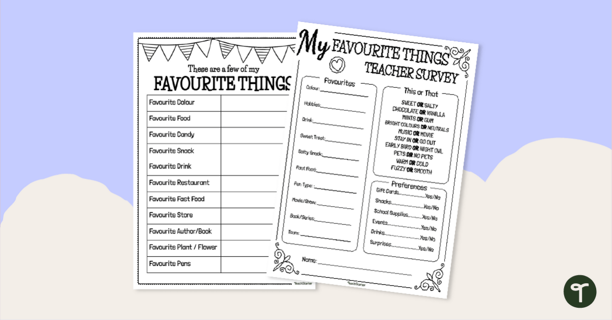 My Favourite Things List teaching resource