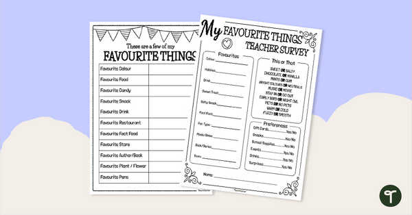 Go to My Favourite Things List teaching resource