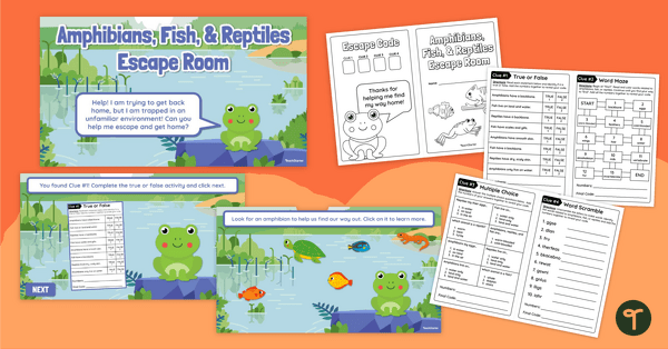 Go to Amphibians, Fish, and Reptiles Escape Room teaching resource
