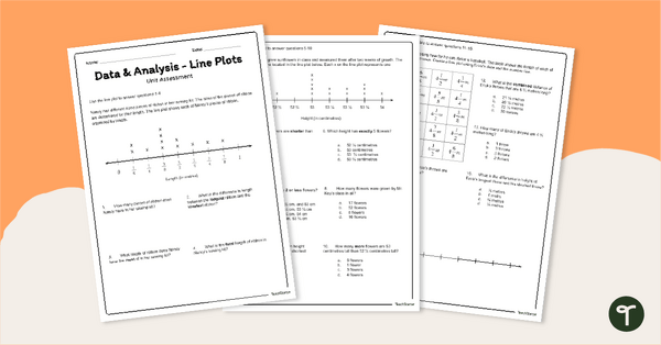 Go to Line Plots / Dot Plots - Year 5 Assessment teaching resource