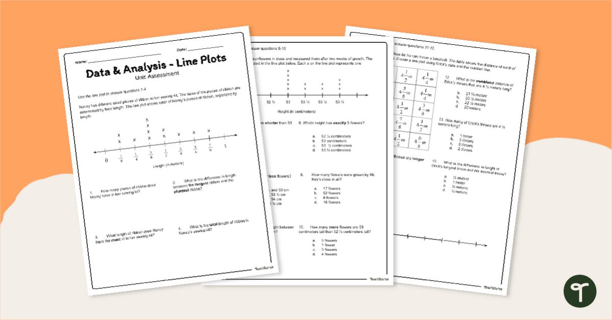 Dot Plots / Line Plots - 4th & 5th Grade Assessment teaching resource