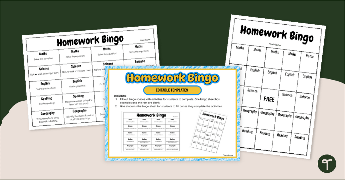 Editable Homework Bingo Templates teaching-resource