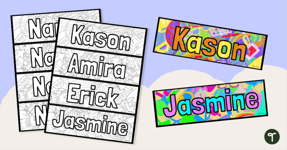 Personalised Name Colouring Bookmarks teaching resource