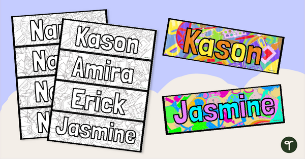 Go to Back to School - Personalized Name Coloring Bookmarks teaching resource