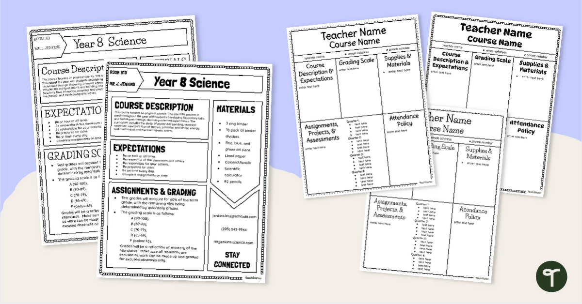 Editable Class Syllabus Templates teaching-resource