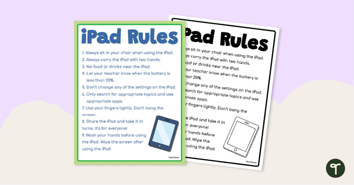 Free iPad Rules Classroom Poster teaching resource