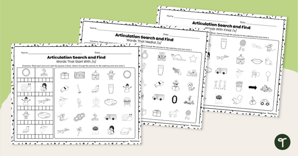 Go to Initial, Medial & Final /s/ - Articulation Worksheets teaching resource