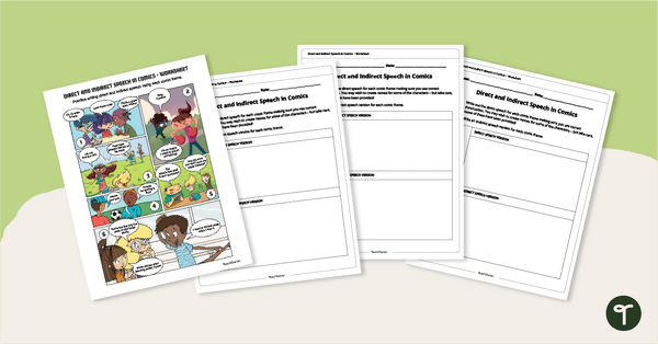 Go to Direct and Indirect Speech in Comics – Worksheet teaching resource