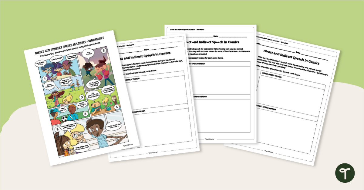 Direct and Indirect Speech in Comics – Worksheet teaching resource