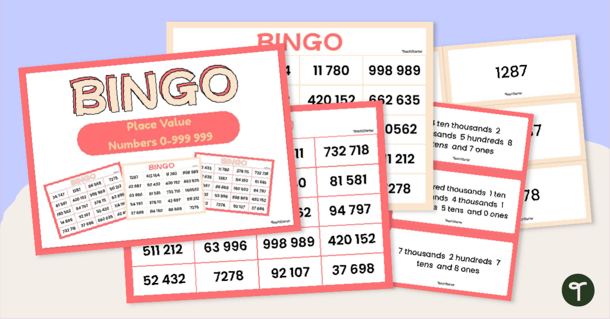Place Value Bingo Game Numbers Up to 1 000 000 teaching resource