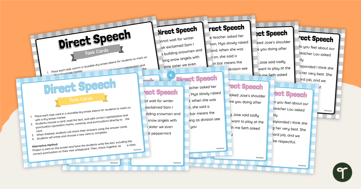 Using Speech Marks in Direct Speech Task Cards teaching resource