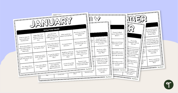 Go to Monthly Writing Prompt Calendars - Lower Grades teaching resource