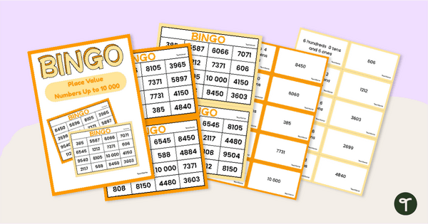 Go to Place Value Bingo Game Numbers Up to 10 000 teaching resource