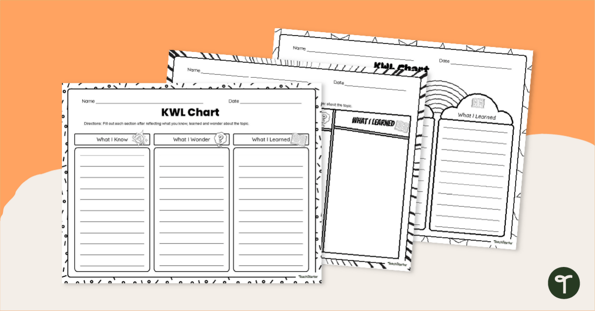 Know Wonder Learned KWL Charts teaching resource