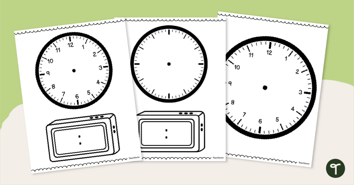 Blank Digital and Analogue Clock Templates teaching resource