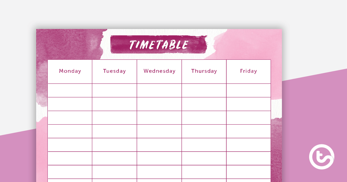 Vibrant Watercolor - Weekly Timetable teaching resource