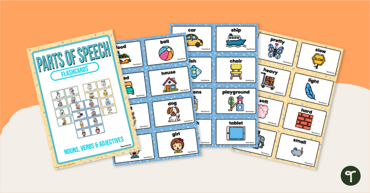 Nouns, Verbs and Adjectives Flashcards teaching-resource