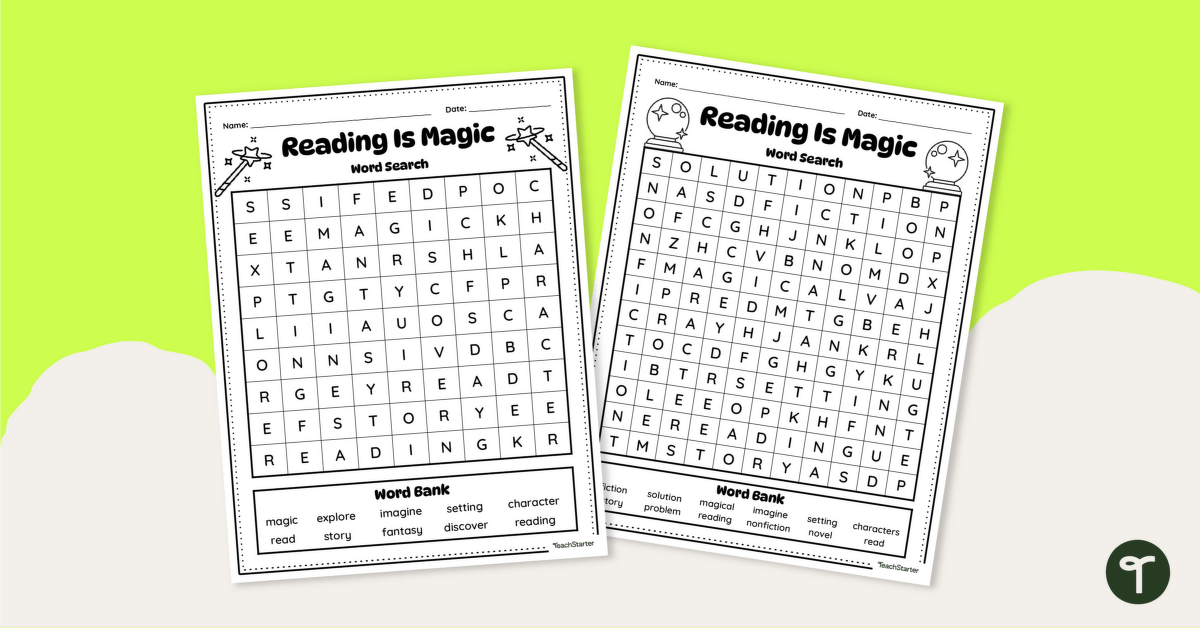 Reading Is Magic! Word Search teaching resource