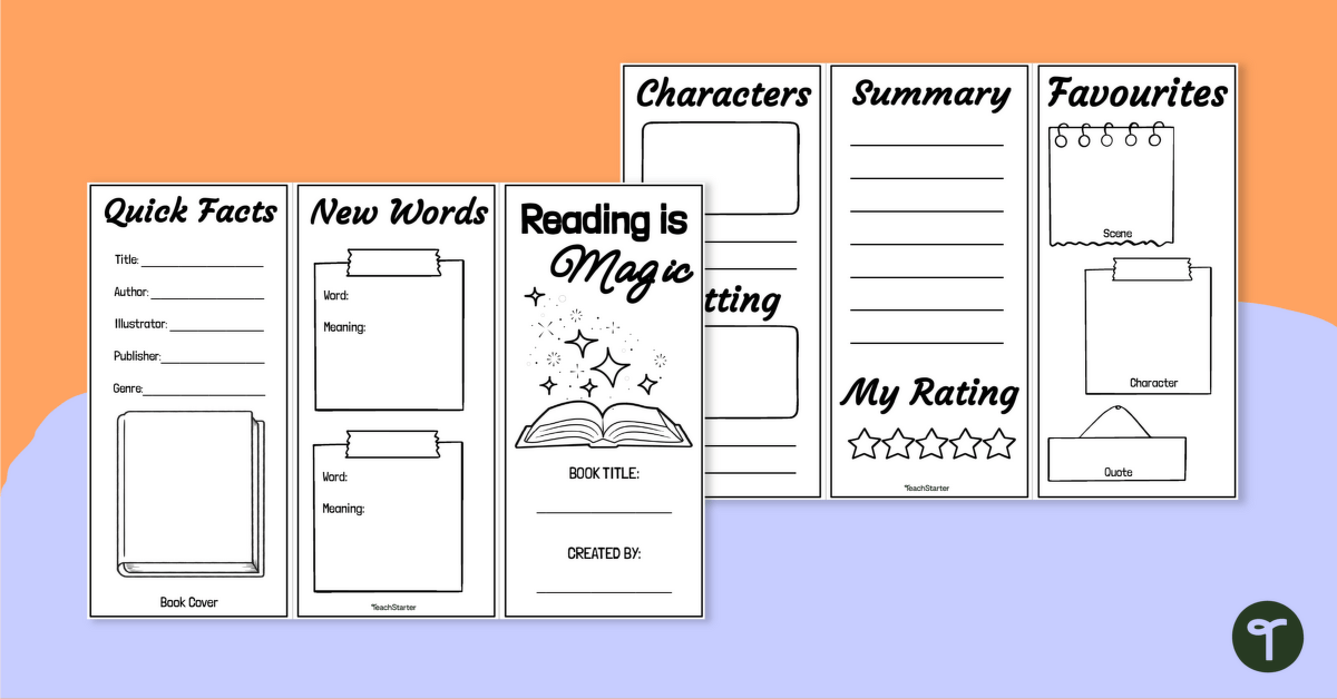 Reading Is Magic! Book Review Brochure Template teaching resource