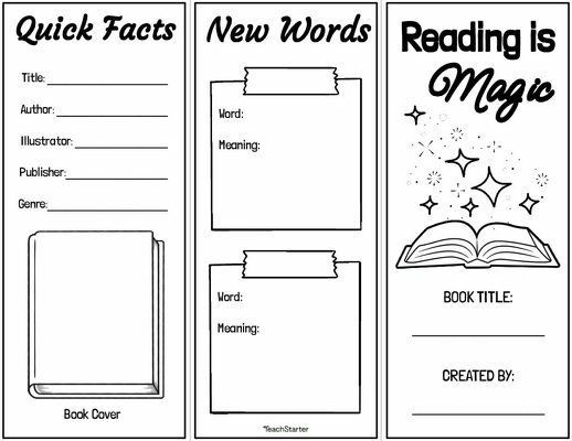 Reading Is Magic! Book Review Brochure Template teaching resource