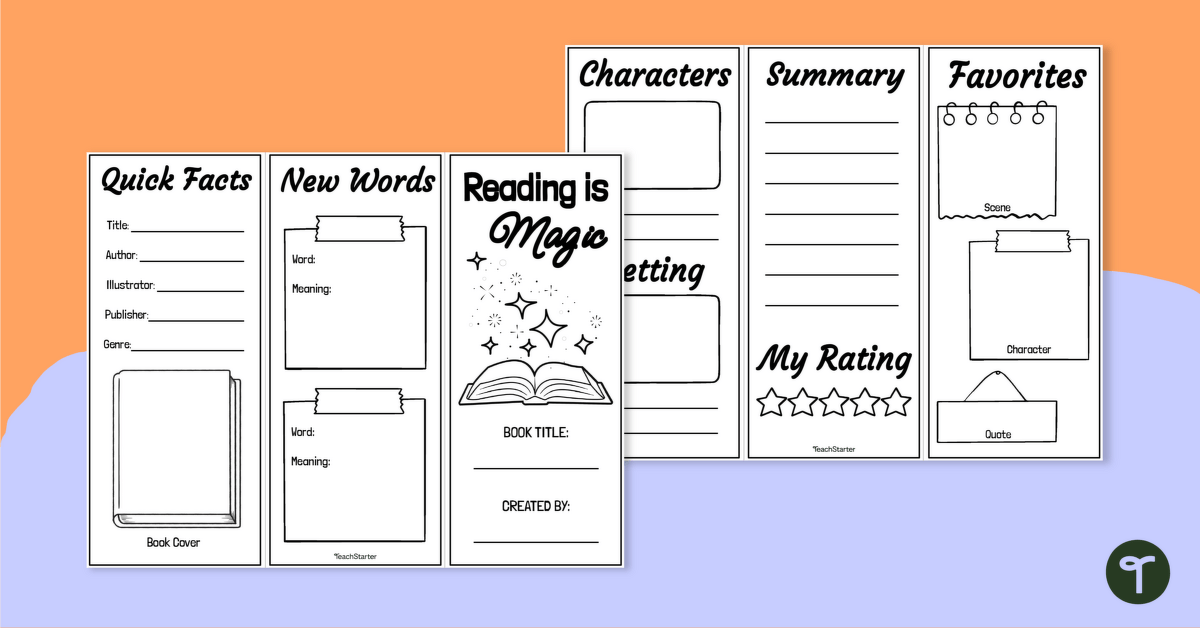 Reading Is Magic! Book Review Brochure Template teaching resource