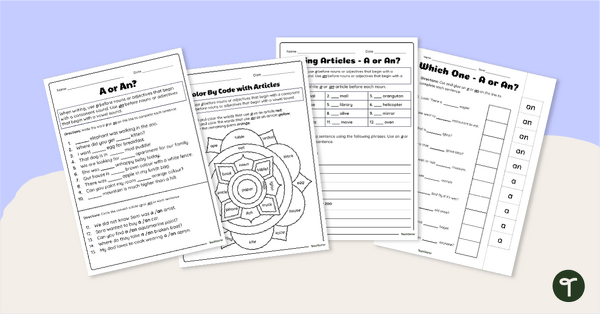 Go to A or An Worksheets teaching resource
