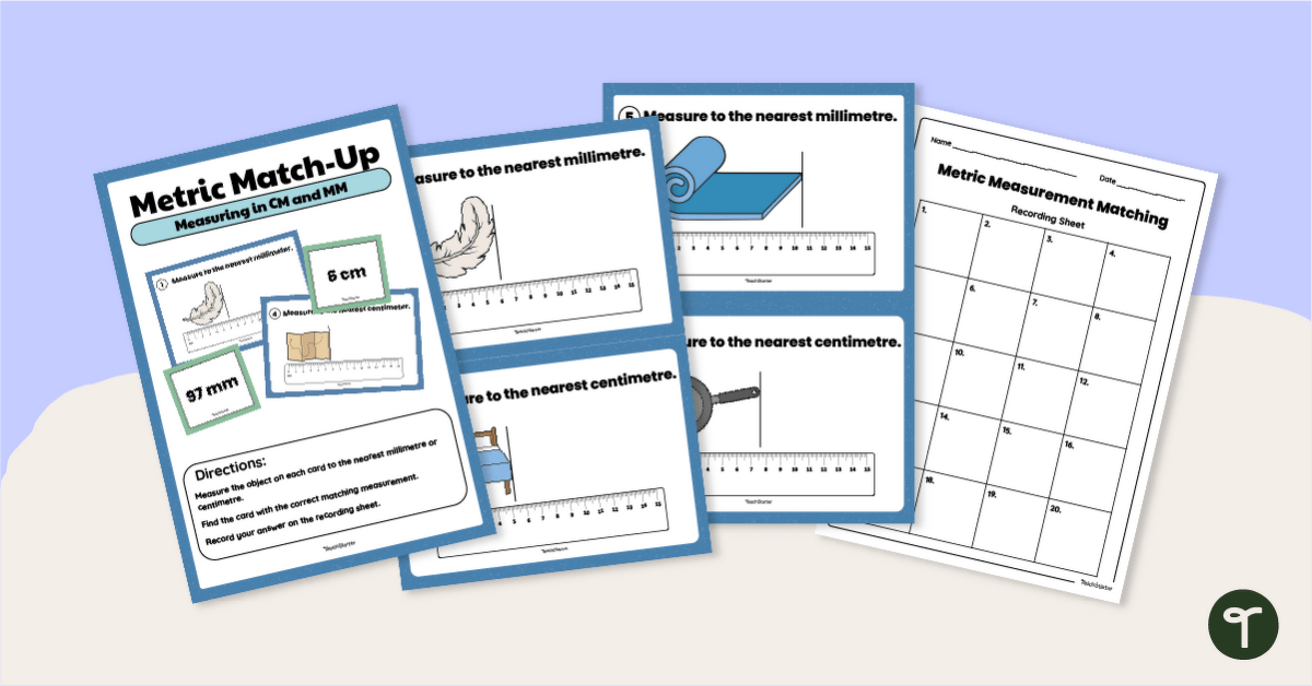 Measuring in CM and MM Matching Activity teaching resource