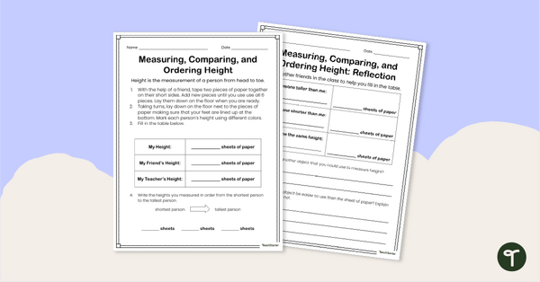 Go to Measuring, Comparing, and Ordering Height – Worksheet teaching resource