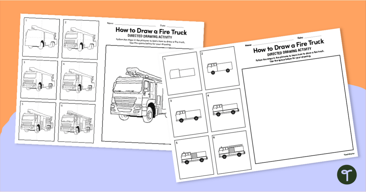 How to Draw a Firetruck Directed Drawing teaching resource